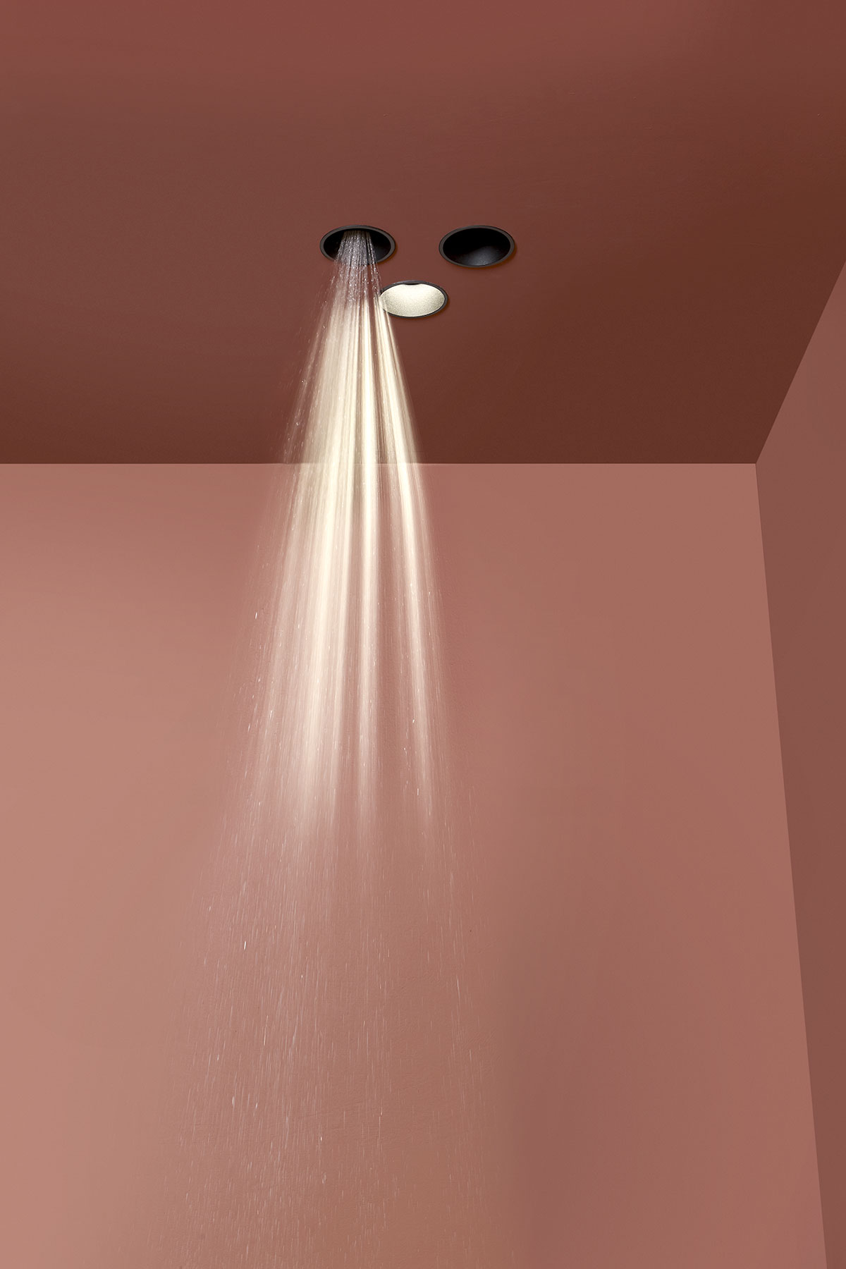  the overhead shower hides to leave the role of absolute protagonist to water.