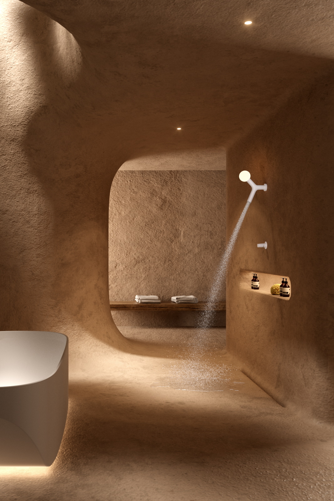 The IP67 LED lighting turns on simultaneously with the water supply.