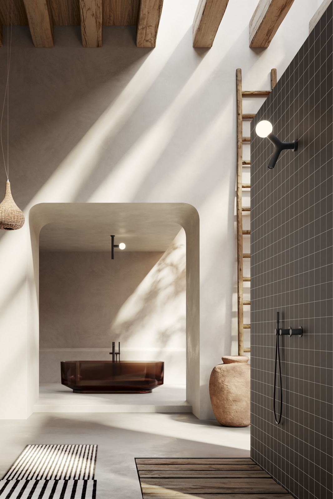 The IP67 LED lighting turns on simultaneously with the water supply.