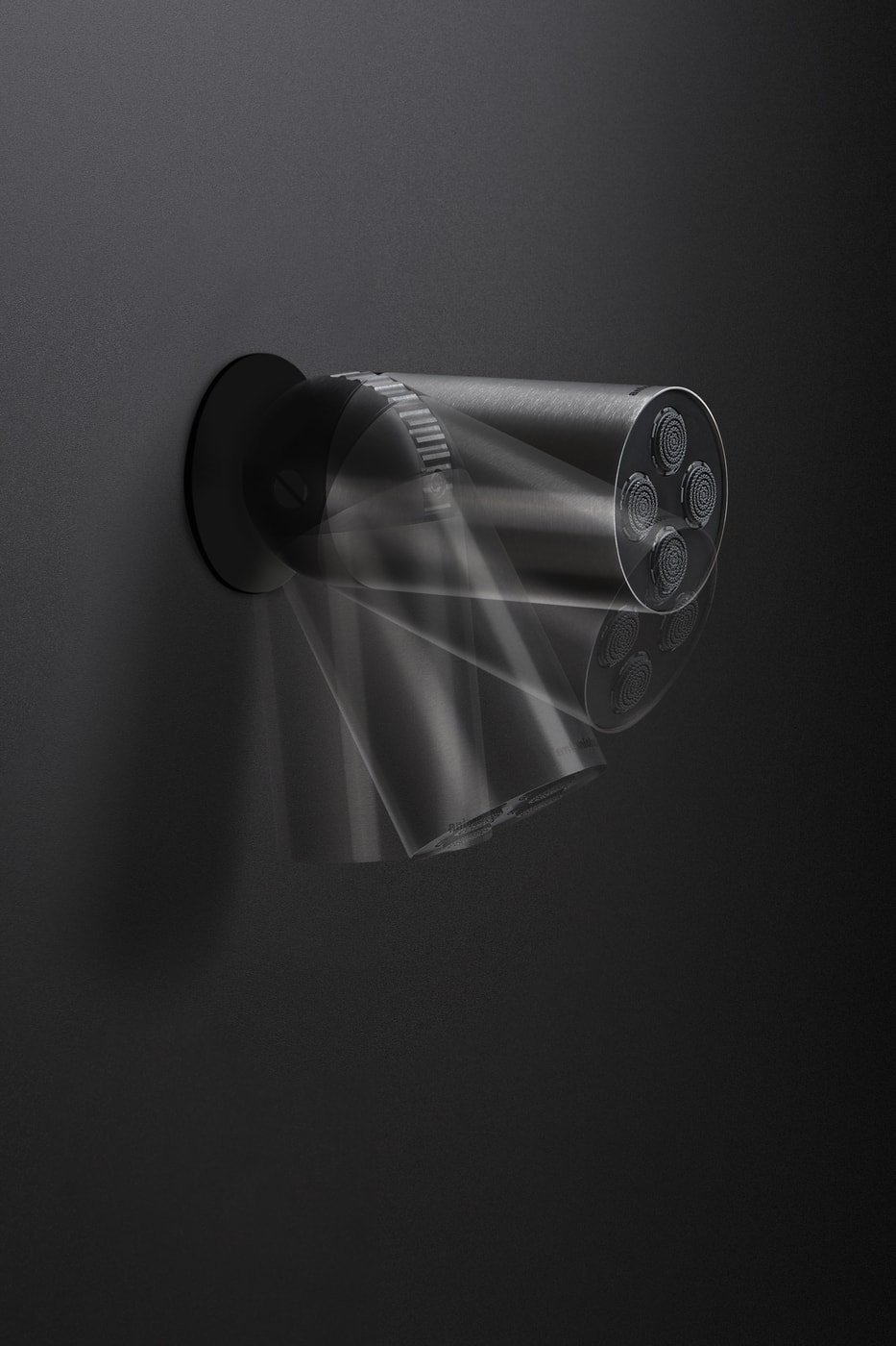 a complex device which allows the jet and its direction to be differentiated thanks to a metal ring that adjusts its position.