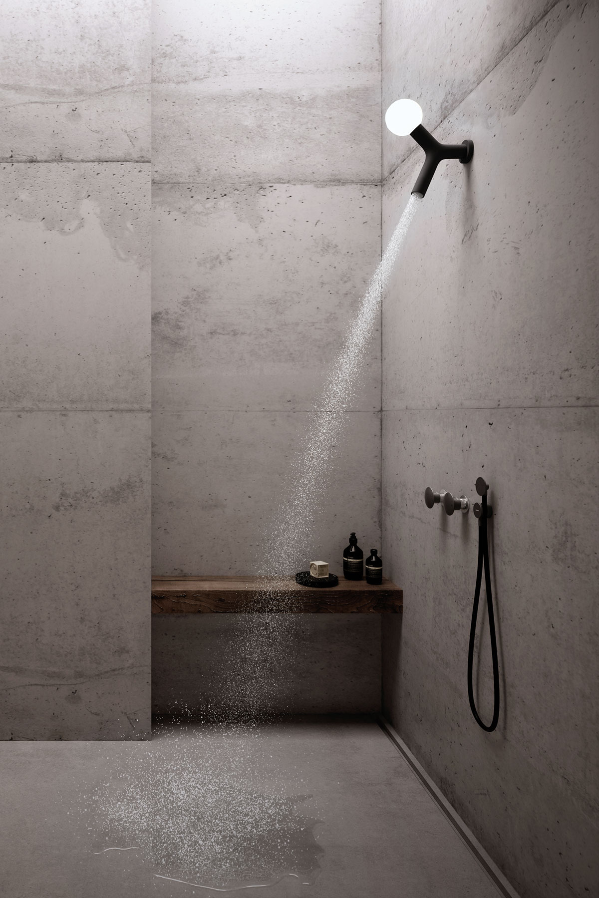 The IP67 LED lighting turns on simultaneously with the water supply.