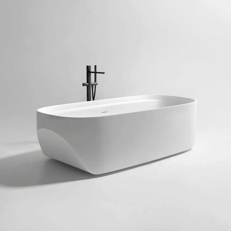 the transformation of a perfect geometry, through two diagonal cuts that dissect the depth of the basin.