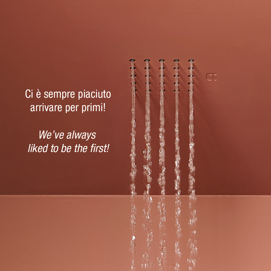 the shower head fits seamlessly with the ceiling