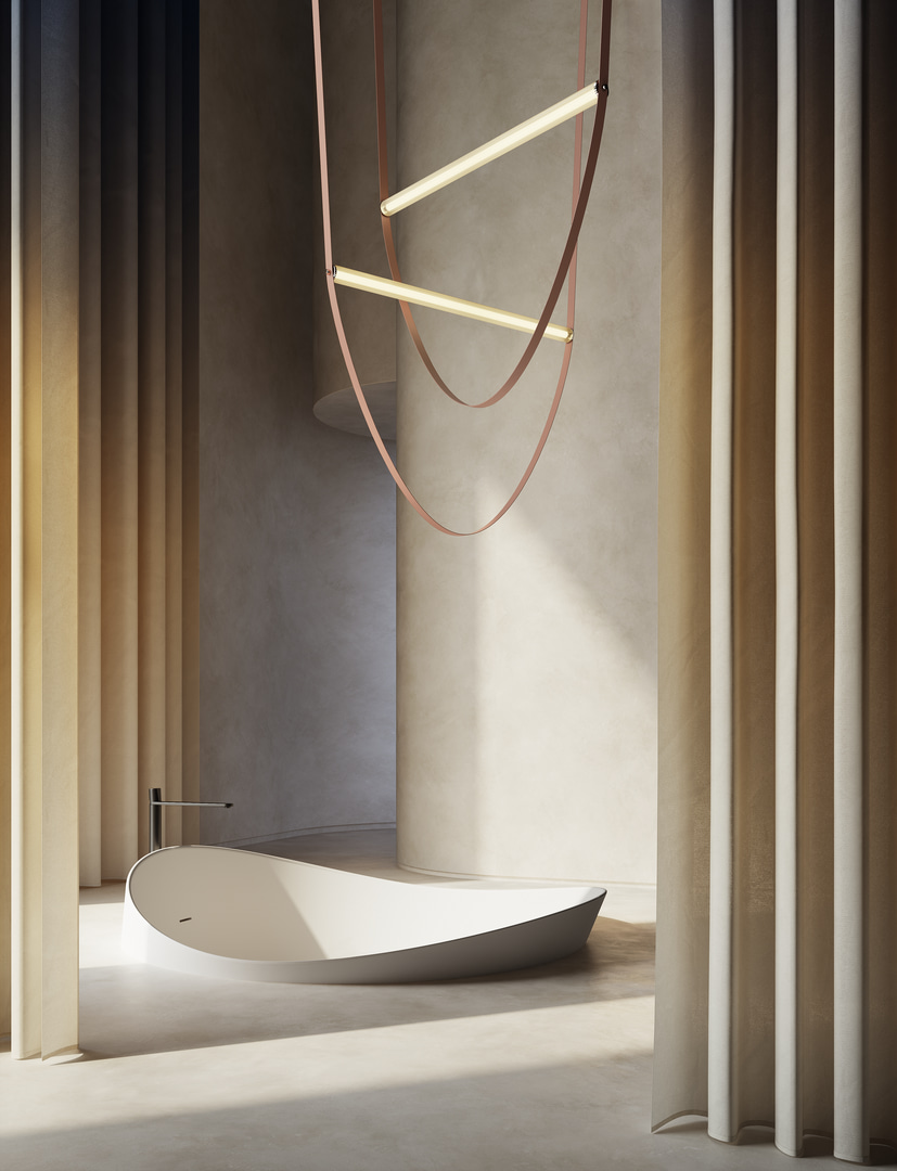 The architectural image becomes a generator of volumetric intertwining.