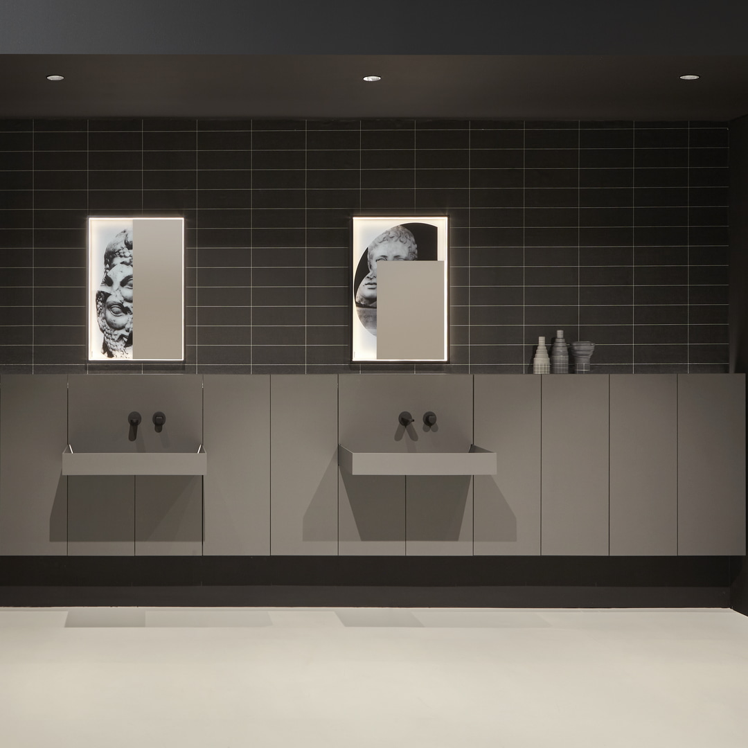 an architectural front made of overhangs, protrusions, and recesses