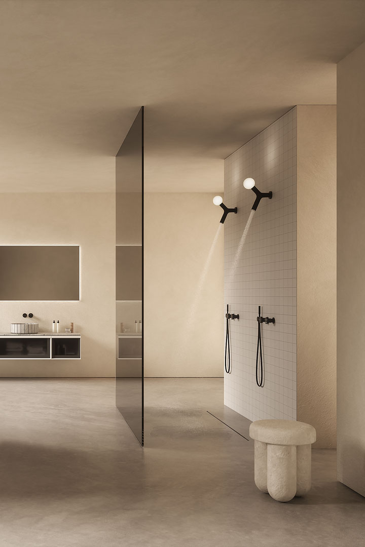 The IP67 LED lighting turns on simultaneously with the water supply.