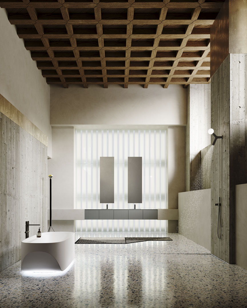 The indeterminate space of the volumes contains within itself sounds, voices, images and stories