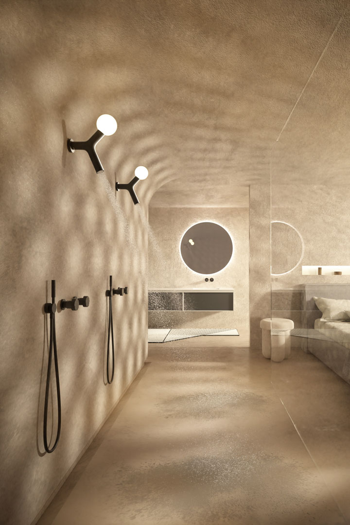 The IP67 LED lighting turns on simultaneously with the water supply.