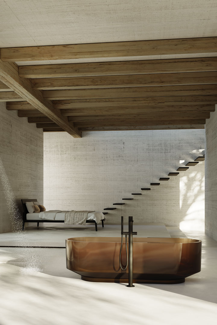 A detail that defines an image, a solution that determines a feeling of floating in space.