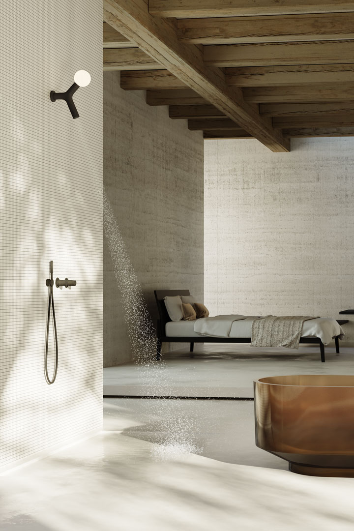 The IP67 LED lighting turns on simultaneously with the water supply.