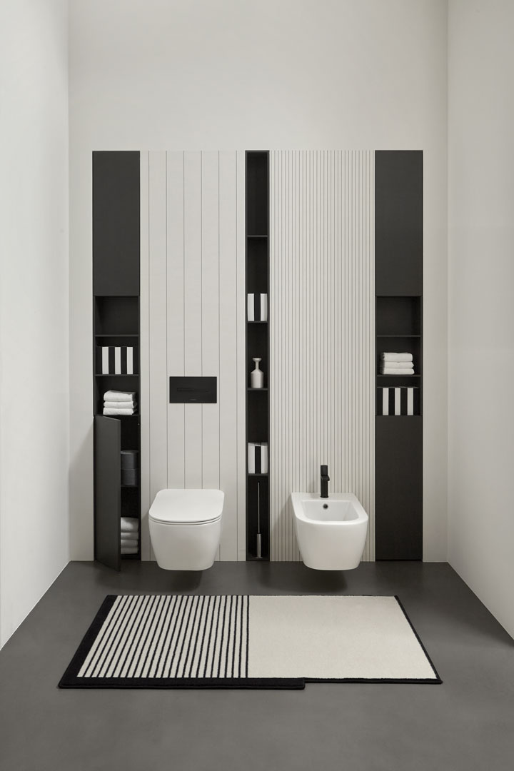 real geometric backdrops that refer to the image of avant-garde abstract.