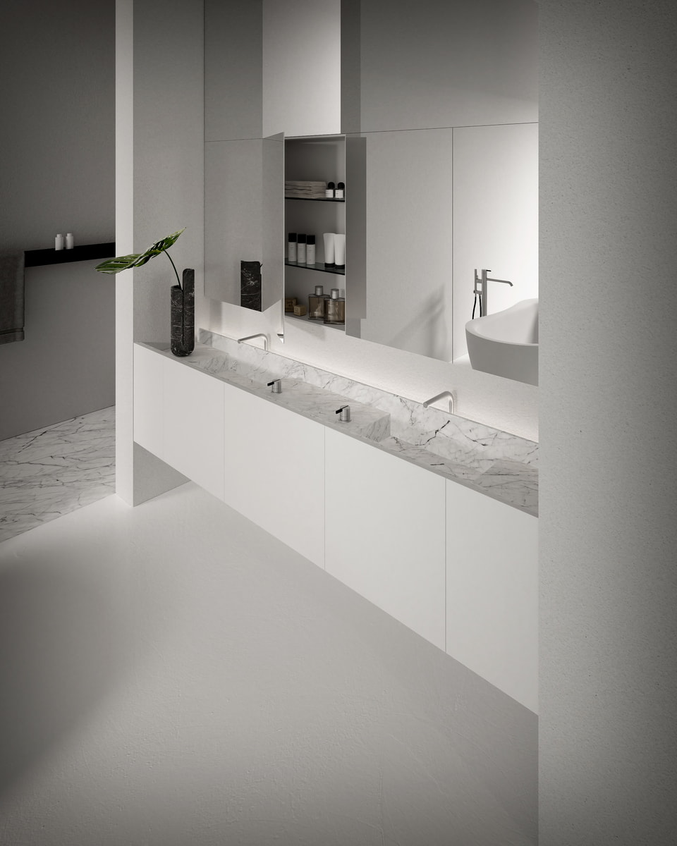 Two parallel straight lines draw the space of water