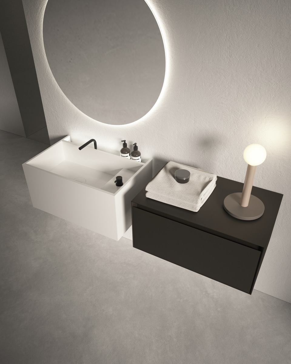 A sink that seems to be carved out of the rock