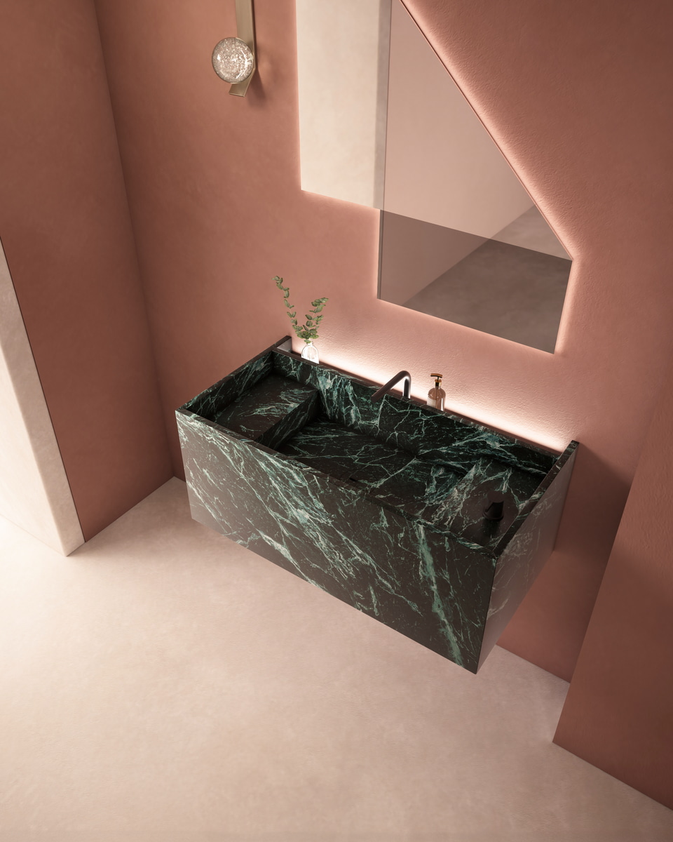 A sink that seems to be carved out of the rock