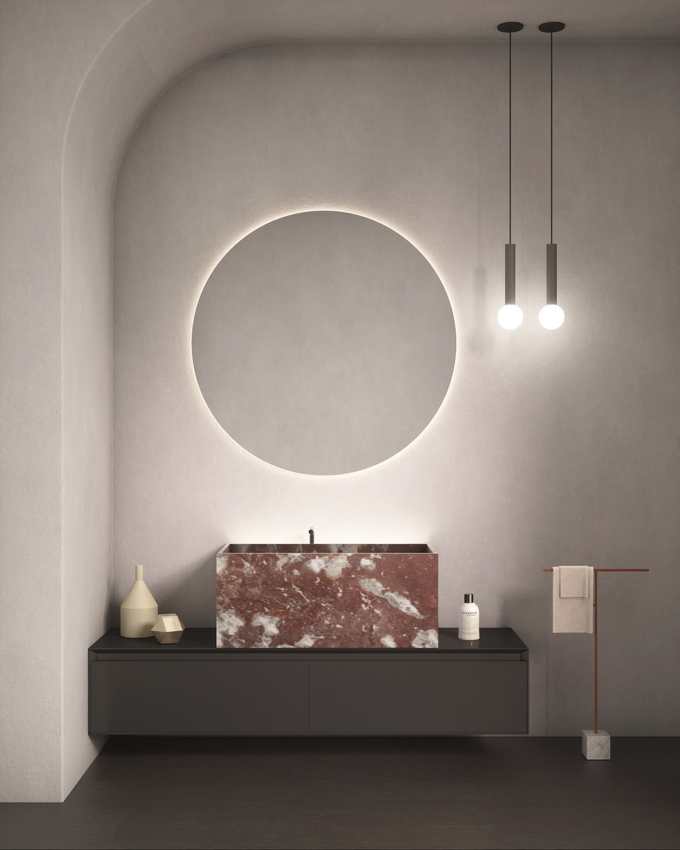 A sink that seems to be carved out of the rock