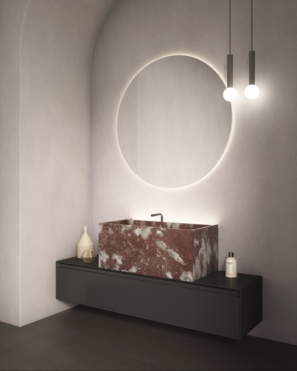 A sink that seems to be carved out of the rock