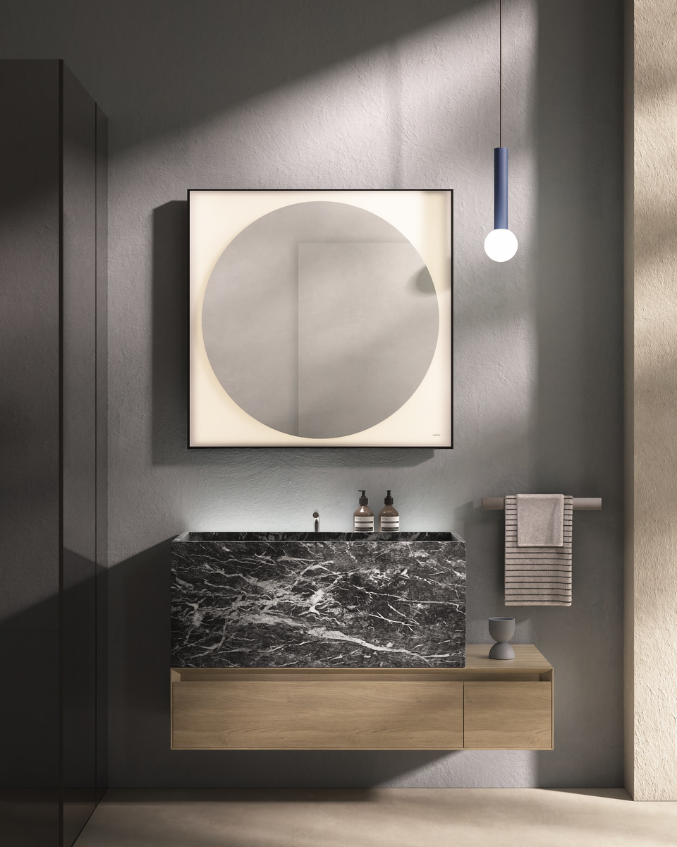 A sink that seems to be carved out of the rock