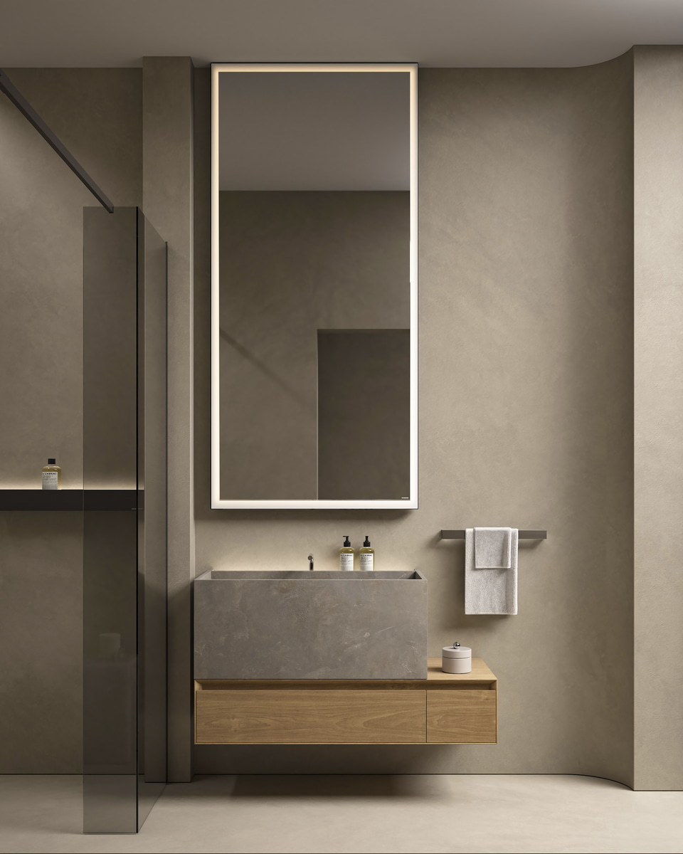 A sink that seems to be carved out of the rock