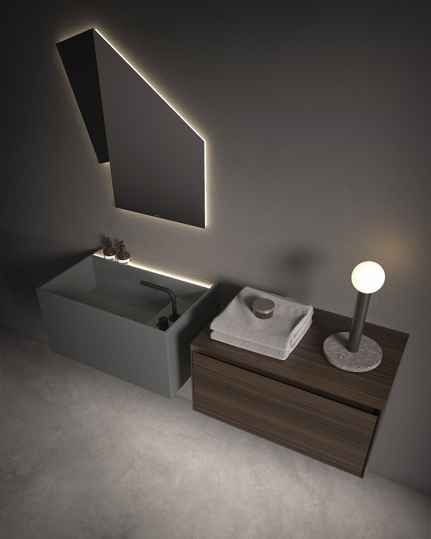 A sink that seems to be carved out of the rock