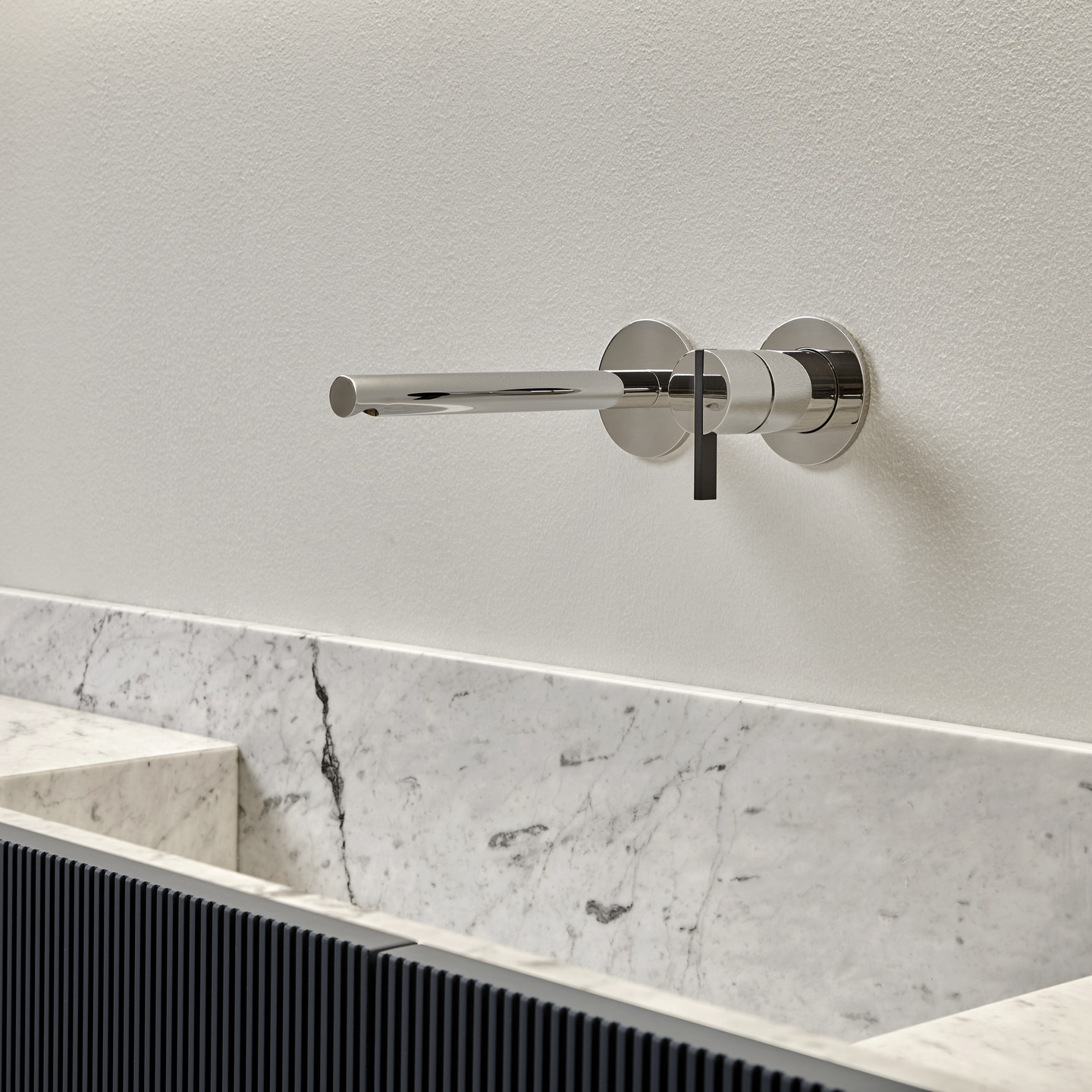 a modular sequence of bathtubs and countertops