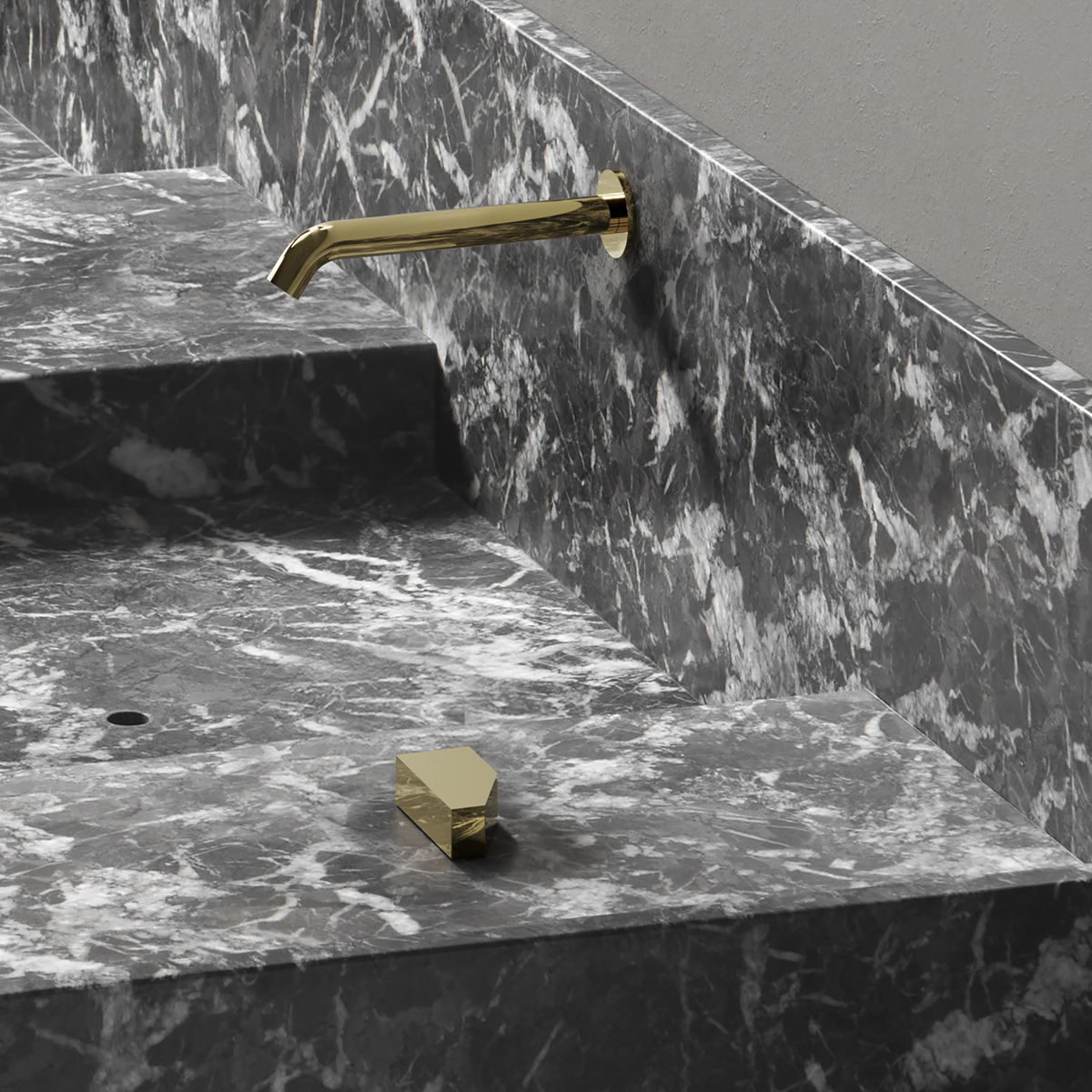 a continuous interplay between the reflections of these metallic nuggets and the water