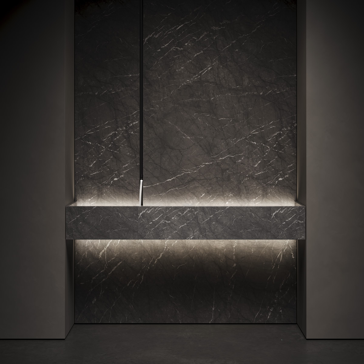 washbasin with a strong architectural identity